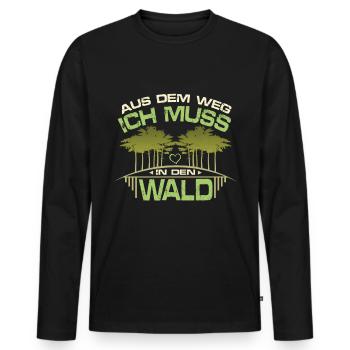 Muss in den Wald - Männer Premium Bio Langarmshirt - Schwarz - Vorne - Nico (187cm)