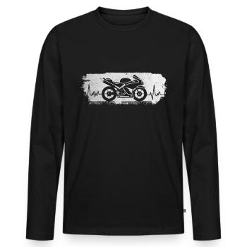 Motorrad Herzschlag, Motorrad puls - Männer Premium Bio Langarmshirt - Schwarz - Vorne - Nico (187cm)