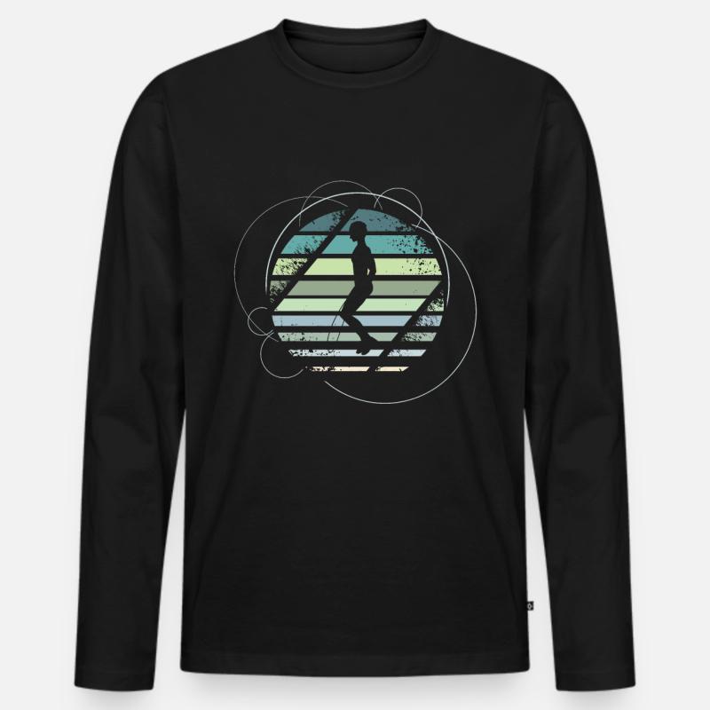 Seilspringen Retro - Männer Premium Bio Langarmshirt - Schwarz