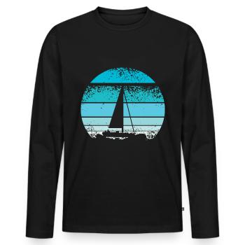 Retro sailing - Men's Premium Organic Long Sleeve Shirt - black - Front - Nico (187cm)