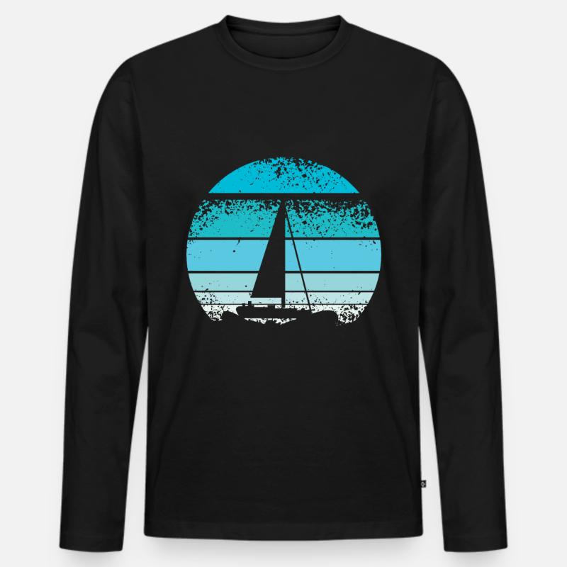 Retro Segeln - Männer Premium Bio Langarmshirt - Schwarz