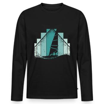 Windsurfing Retro - T-shirt manches longues Premium bio Homme - noir - Devant - Nico (187cm)