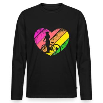 coeur vélo fille - T-shirt manches longues Premium bio Homme - noir - Devant - Nico (187cm)