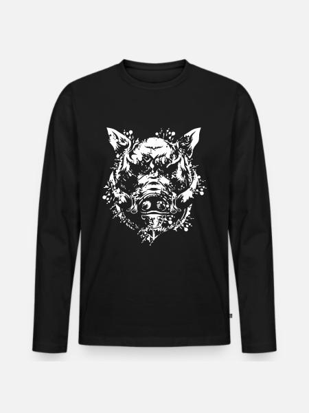 Wildschwein - Männer Premium Bio Langarmshirt - Schwarz