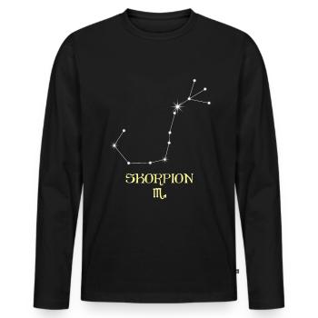 Skorpion Sternzeichen - Männer Premium Bio Langarmshirt - Schwarz - Vorne - Nico (187cm)