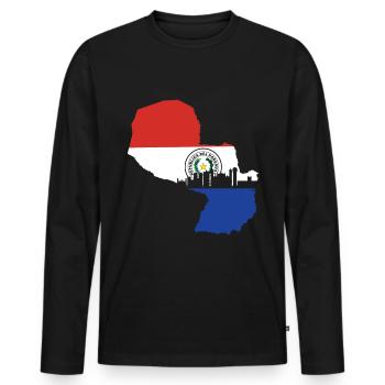 Drapeau du Paraguay - T-shirt manches longues Premium bio Homme - noir - Devant - Nico (187cm)