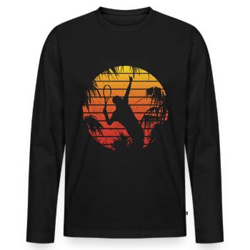 Retro Tennis - T-shirt manches longues Premium bio Homme - noir - Devant - Nico (187cm)