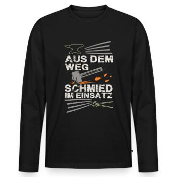 Schmied - Männer Premium Bio Langarmshirt - Schwarz - Vorne - Nico (187cm)