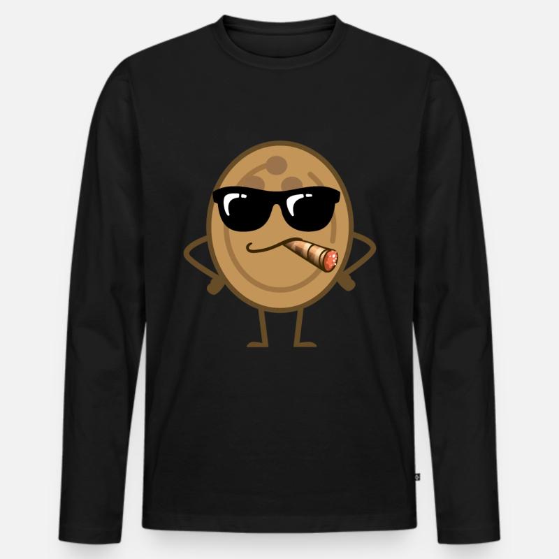 Coole Kokusnuss - Männer Premium Bio Langarmshirt - Schwarz
