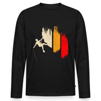 Escalade rétro - T-shirt manches longues Premium bio Homme - noir - Devant - Nico (187cm)