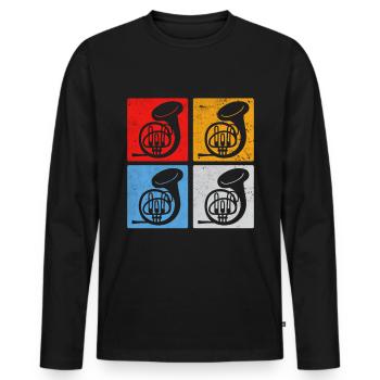 French horn - Männer Premium Bio Langarmshirt - Schwarz - Vorne - Nico (187cm)