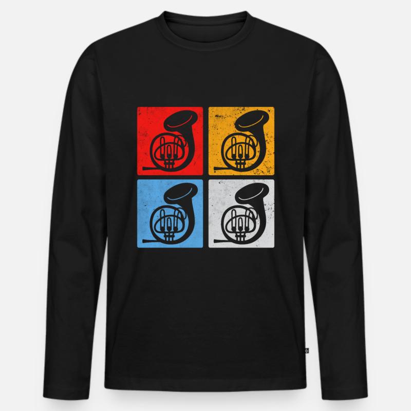 French horn - Männer Premium Bio Langarmshirt - Schwarz