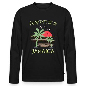Jamaica - Männer Premium Bio Langarmshirt - Schwarz - Vorne - Nico (187cm)
