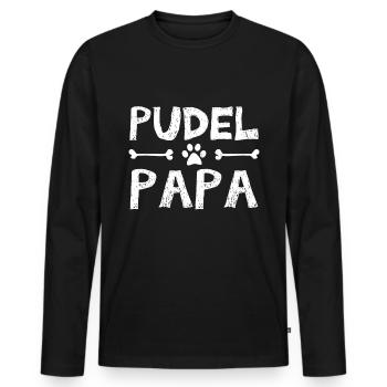 Pudel Papa - Männer Premium Bio Langarmshirt - Schwarz - Vorne - Nico (187cm)