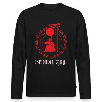 Kendo Girl - T-shirt manches longues Premium bio Homme - noir - Devant - Nico (187cm)