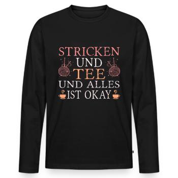 Stricken und Tee - Männer Premium Bio Langarmshirt - Schwarz - Vorne - Nico (187cm)