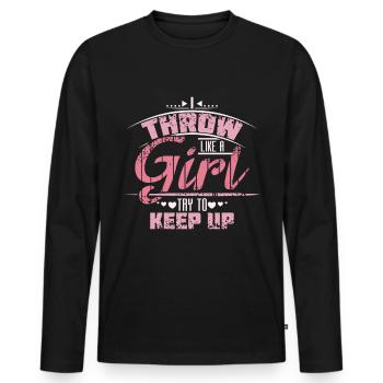 speerwurf girl - Männer Premium Bio Langarmshirt - Schwarz - Vorne - Nico (187cm)
