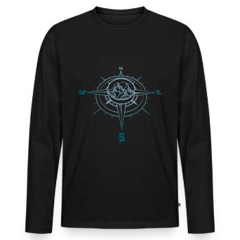 Kompass - Männer Premium Bio Langarmshirt - Schwarz - Vorne - Nico (187cm)