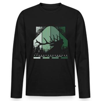 Retro deer - Men's Premium Organic Long Sleeve Shirt - black - Front - Nico (187cm)