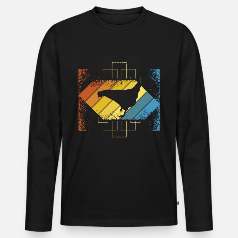 Hühner Huhn - Männer Premium Bio Langarmshirt - Schwarz