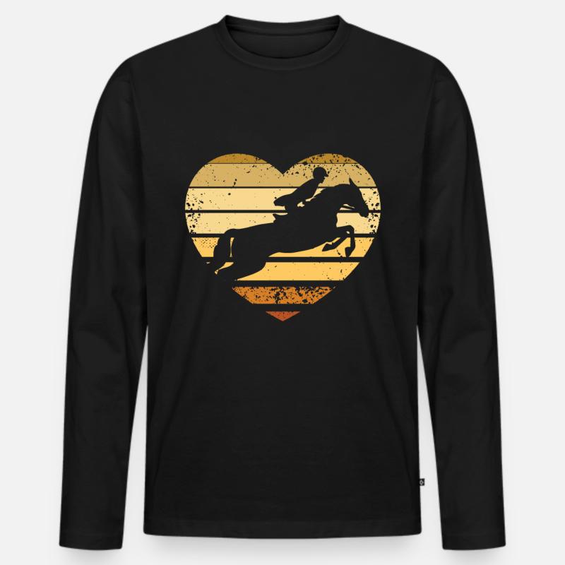 Springreiten Herz - Männer Premium Bio Langarmshirt - Schwarz