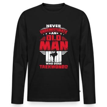 Taekwondo old man - T-shirt manches longues Premium bio Homme - noir - Devant - Nico (187cm)