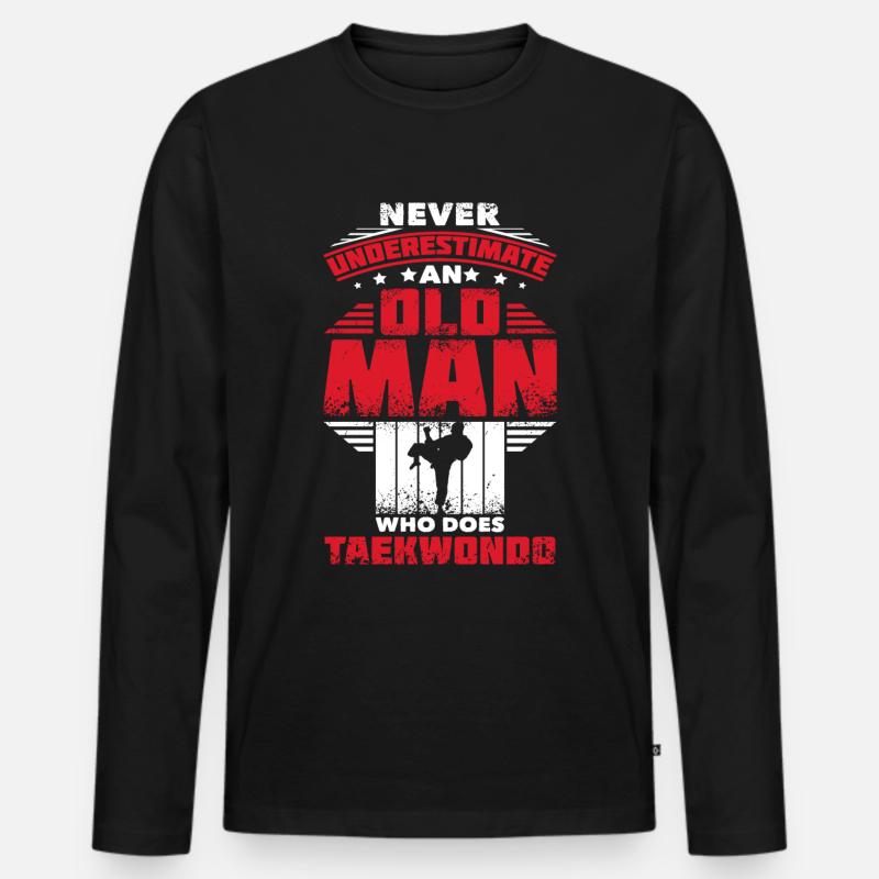 Taekwondo old man - Männer Premium Bio Langarmshirt - Schwarz