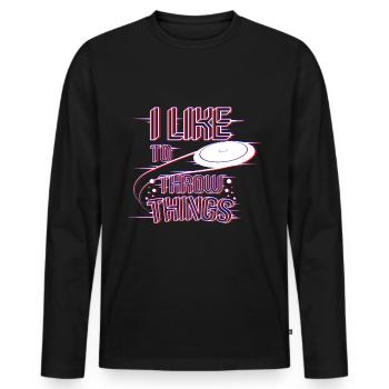 Frisbee throw things - T-shirt manches longues Premium bio Homme - noir - Devant - Nico (187cm)