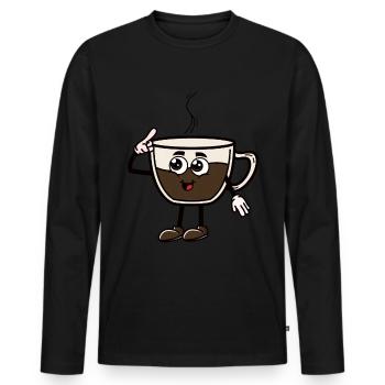 Espresso - Männer Premium Bio Langarmshirt - Schwarz - Vorne - Nico (187cm)