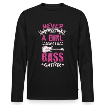 Bass Girl - T-shirt manches longues Premium bio Homme - noir - Devant - Nico (187cm)