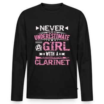 clarinet - Men's Premium Organic Long Sleeve Shirt - black - Front - Nico (187cm)