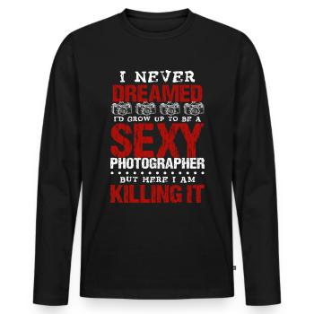 Sexy photographer - Men's Premium Organic Long Sleeve Shirt - black - Front - Nico (187cm)