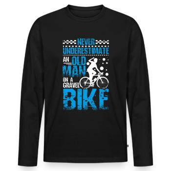 Old man on a Gravel bike - T-shirt manches longues Premium bio Homme - noir - Devant - Nico (187cm)