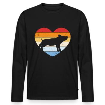 Retro heart piglet pig - Men's Premium Organic Long Sleeve Shirt - black - Front - Nico (187cm)