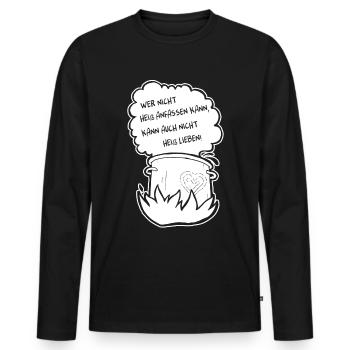Chef cuisinier cadeau gastronomie en disant drôle - T-shirt manches longues Premium bio Homme - noir - Devant - Nico (187cm)