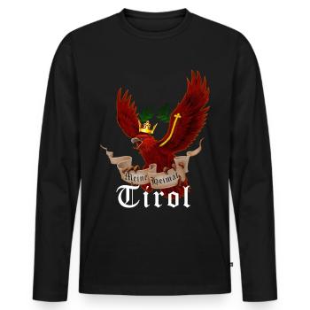 Tiroler Adler mit Banner Meine Heimat Tirol - Männer Premium Bio Langarmshirt - Schwarz - Vorne - Nico (187cm)