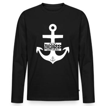 Nordsee Anker Meer geht immer - Männer Premium Bio Langarmshirt - Schwarz - Vorne - Nico (187cm)