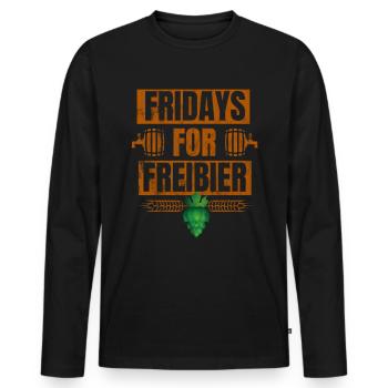 Fridays For Freibier T-Shirt - Männer Premium Bio Langarmshirt - Schwarz - Vorne - Nico (187cm)