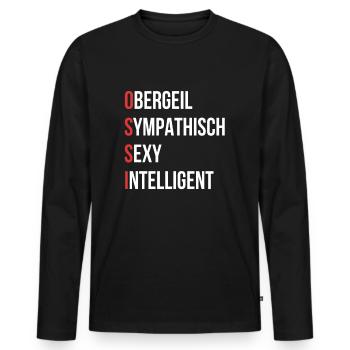 Ossi - Männer Premium Bio Langarmshirt - Schwarz - Vorne - Nico (187cm)