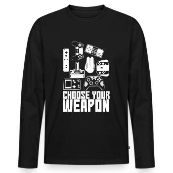 Choose your Weapon - Männer Premium Bio Langarmshirt - Schwarz - Vorne - Nico (187cm)