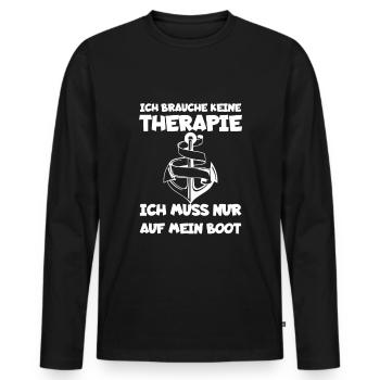 Kapitän - Männer Premium Bio Langarmshirt - Schwarz - Vorne - Nico (187cm)