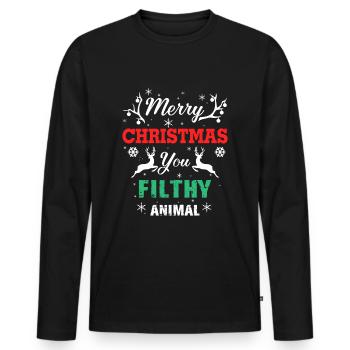 Drôle seul à la maison Films Joyeux Noël - T-shirt manches longues Premium bio Homme - noir - Devant - Nico (187cm)