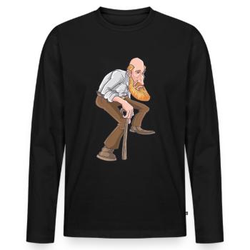Old old man cartoon - Men's Premium Organic Long Sleeve Shirt - black - Front - Nico (187cm)