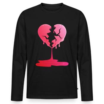 coeur brisé - T-shirt manches longues Premium bio Homme - noir - Devant - Nico (187cm)
