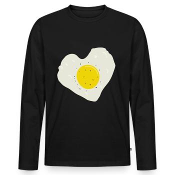 Fried egg heart - Men's Premium Organic Long Sleeve Shirt - black - Front - Nico (187cm)