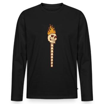 Crâne de torche d'été - T-shirt manches longues Premium bio Homme - noir - Devant - Nico (187cm)