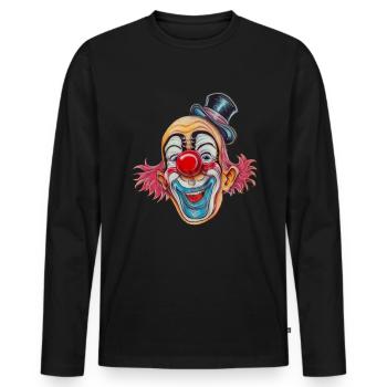 Clown carnaval carnaval lundi costume drôle - T-shirt manches longues Premium bio Homme - noir - Devant - Nico (187cm)