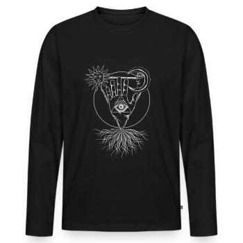 All seeing Eye Okkult Tarot Orakel Chakra Kosmos - Männer Premium Bio Langarmshirt - Schwarz - Vorne - Nico (187cm)