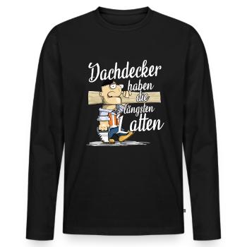 Dachdecker - Männer Premium Bio Langarmshirt - Schwarz - Vorne - Nico (187cm)