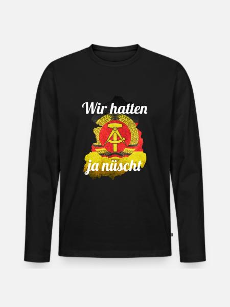 DDR OSSI - Männer Premium Bio Langarmshirt - Schwarz